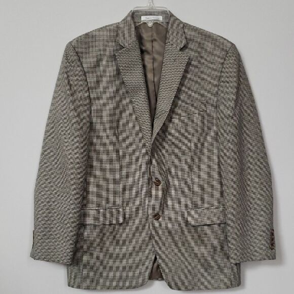 Chaps Sport Coat Men's 40R Houndstooth Tweed Blazer - Picture 1 of 7
